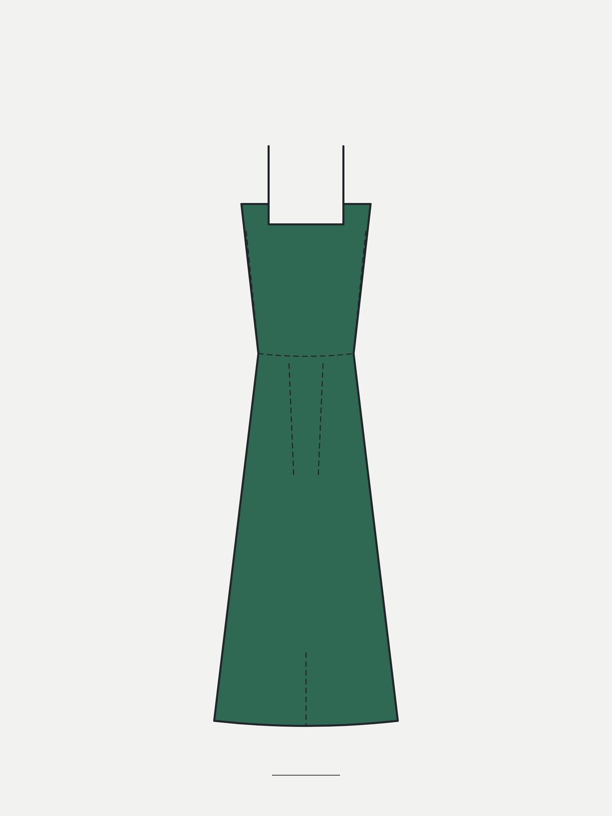Technical sketch of the Little West 12th Dress in Serpenstone Green