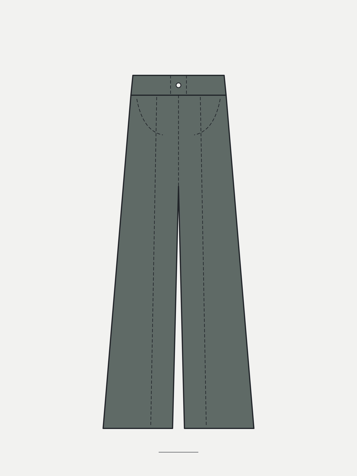 Technical sketch of the Marble Trouser in Peacock Grey