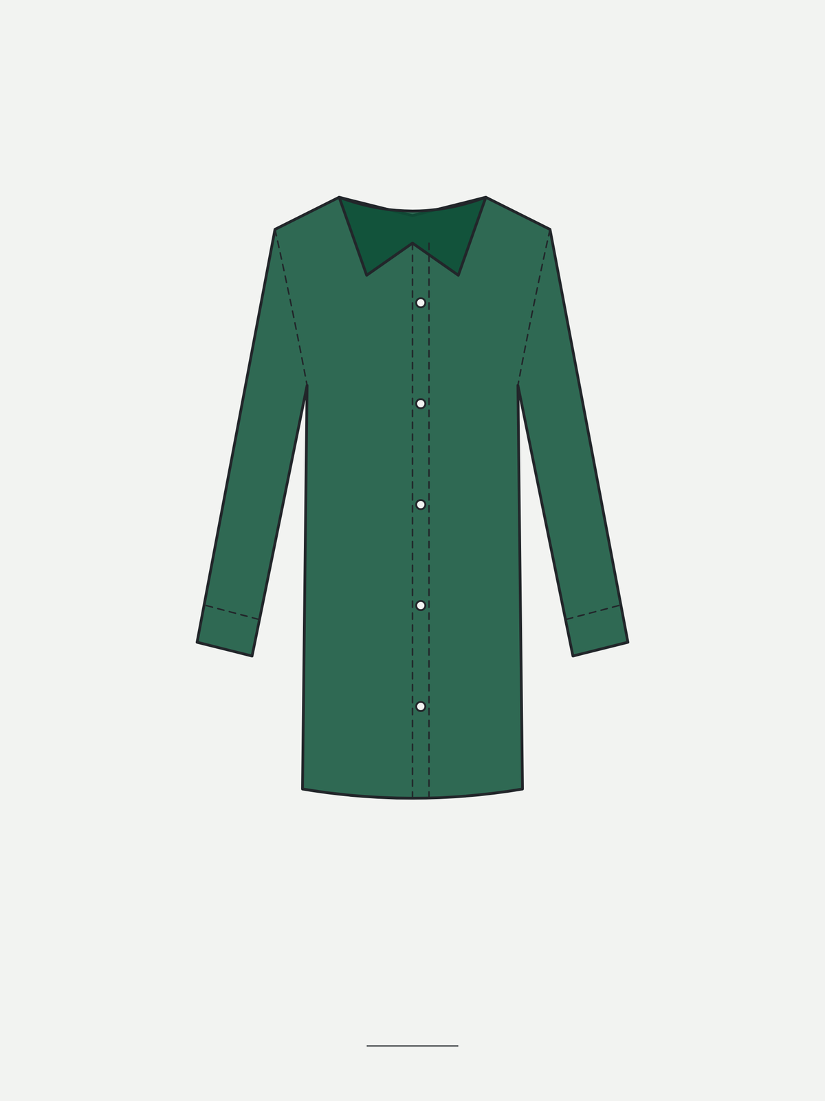 Technical sketch of the Dark Water Shirt in Serpenstone Green