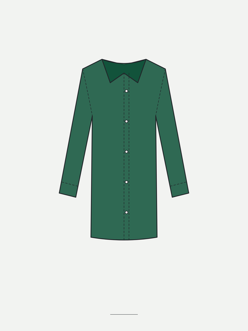 Technical sketch of the Dark Water Shirt in Serpenstone Green