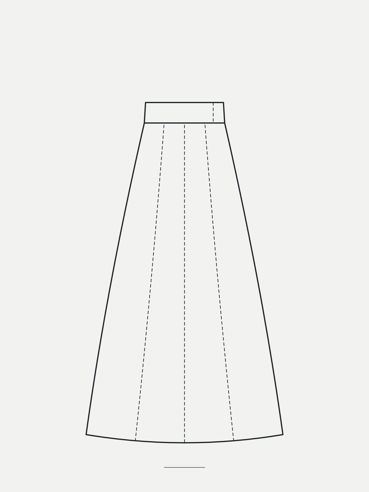 Technical sketch of the Jane Bias Midi Skirt